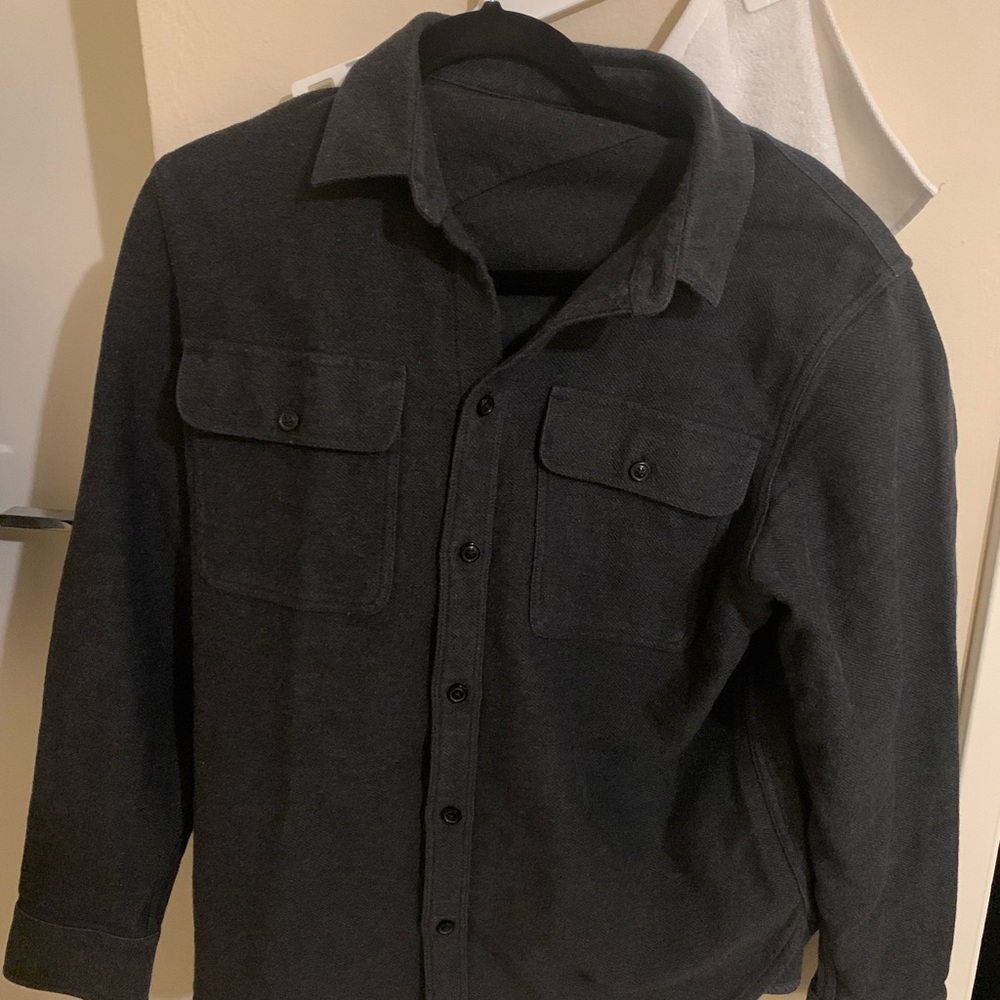 Everlane Gray Heavyweight Overshirt Uniform Thick Twill Button Down Shirt Sz L